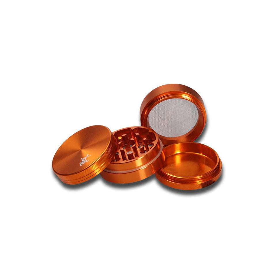 Black Leaf Aluminium Grinder 50mm 4 part Orange - Detail view.