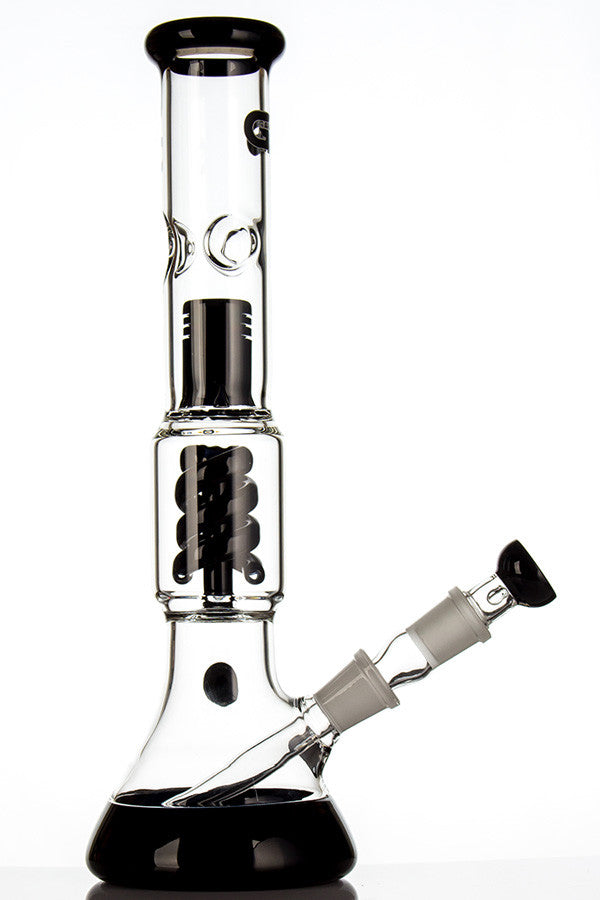 Grace Glass Black Spiral Perc Beaker - side view