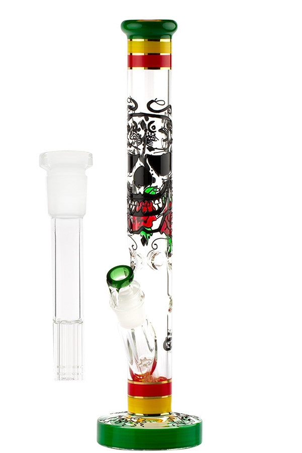 Grace Glass Skull Tube Rasta - stem detail.