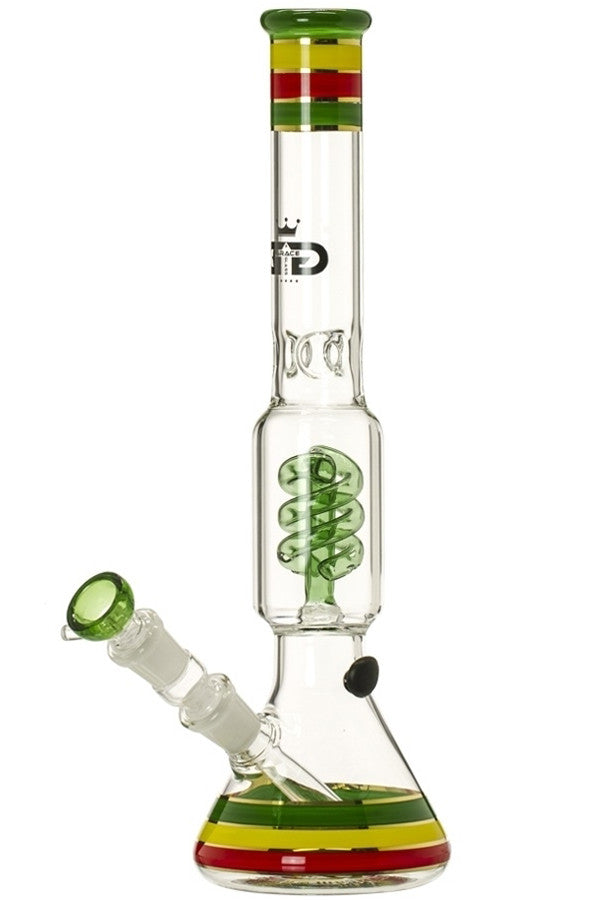 Grace Glass Spiral Perc Beaker - Rasta.