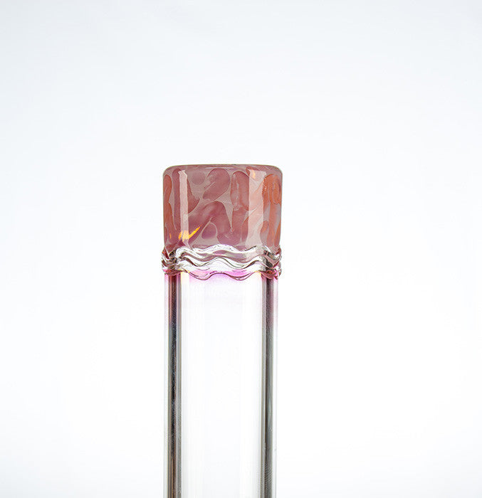 HVY Glass Worked Bubble Beaker Pink mouthpiece