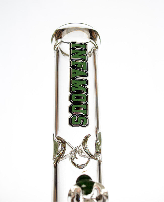 Infamous Glass Beaker 14 Inch Green - label