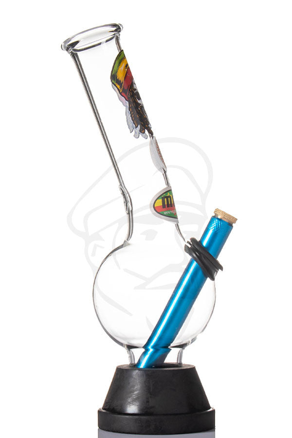 MWP Glass Bong 26cm Rasta Skull - Side detail.
