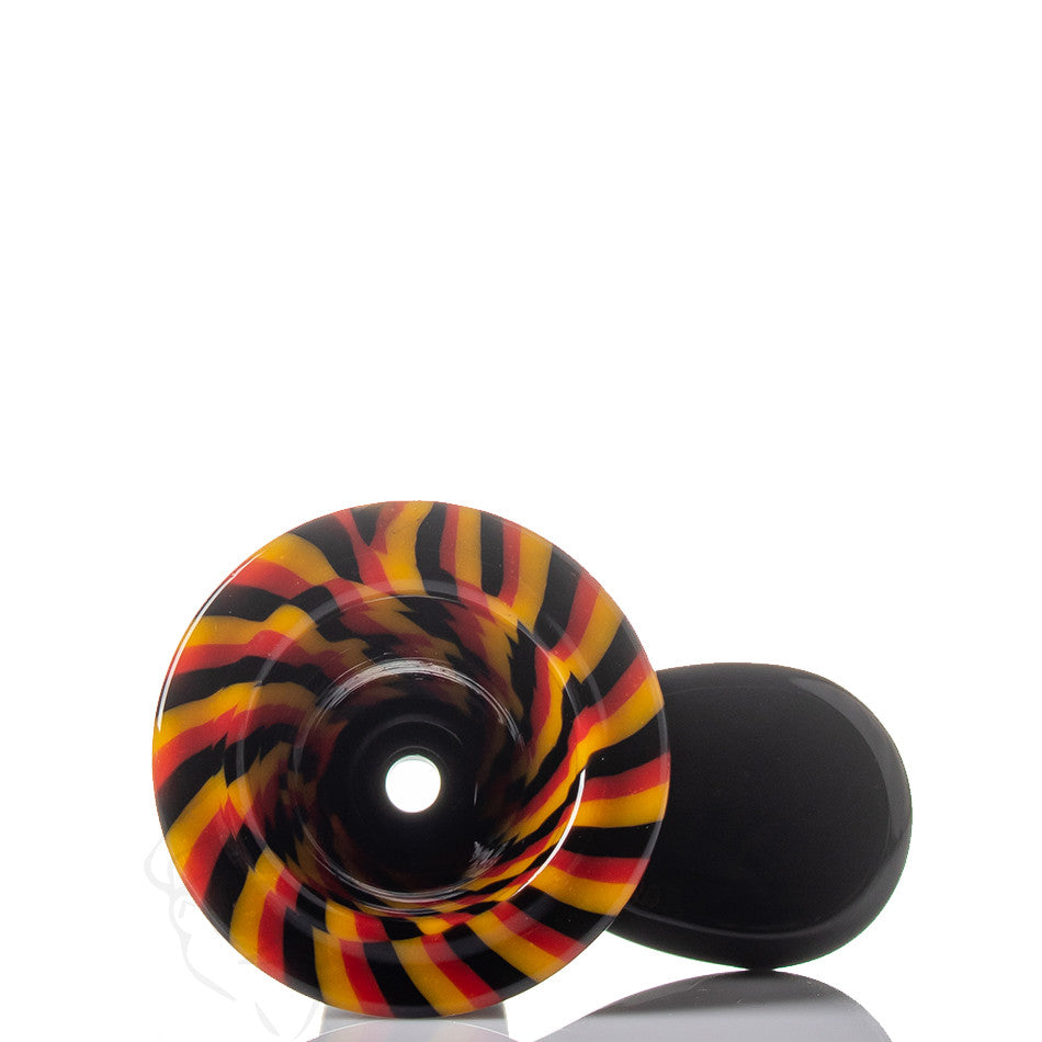 Stacked Glass Cone 14mm Black/Red/Yellow - Detail view.