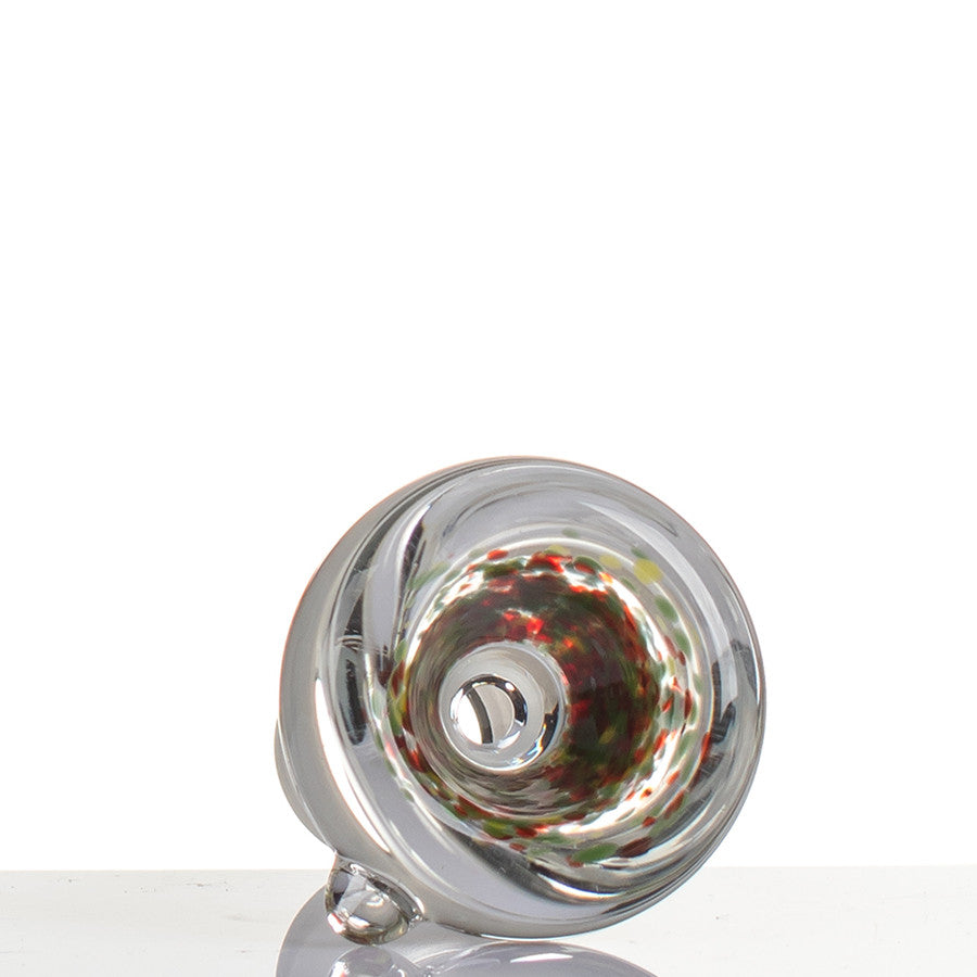 Zenit Glass Bowl 18.8mm Frit - Green and Red. Hole detail.