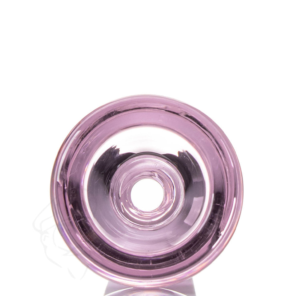 14mm Glass Cone Piece Pink - Detail view of hole.
