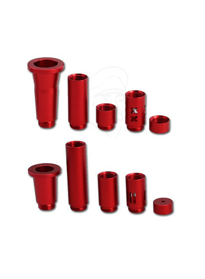 Aluminium Twin Pack 18mm & Reducer Stems Red - Detail view.