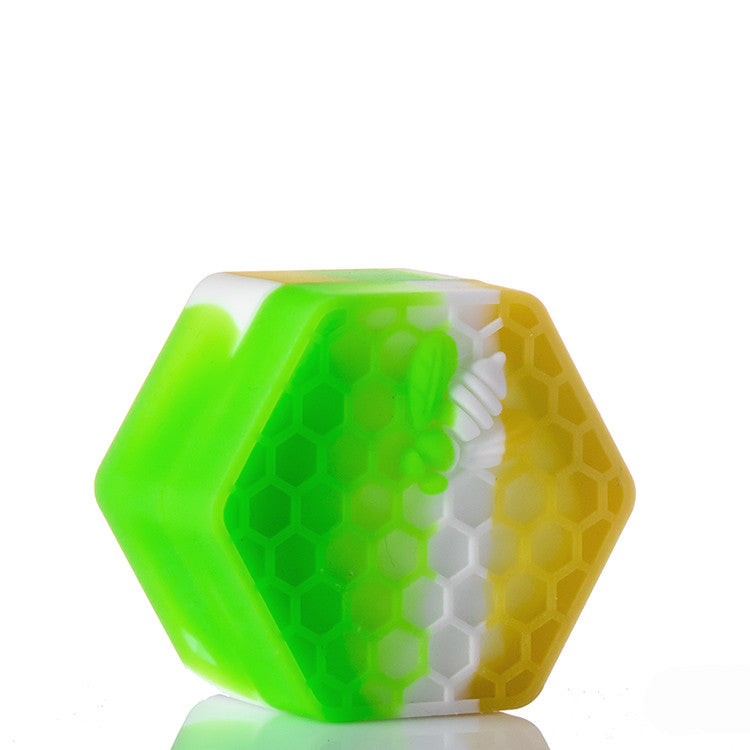 Beehive Silicone Container - Green/White/Yellow.