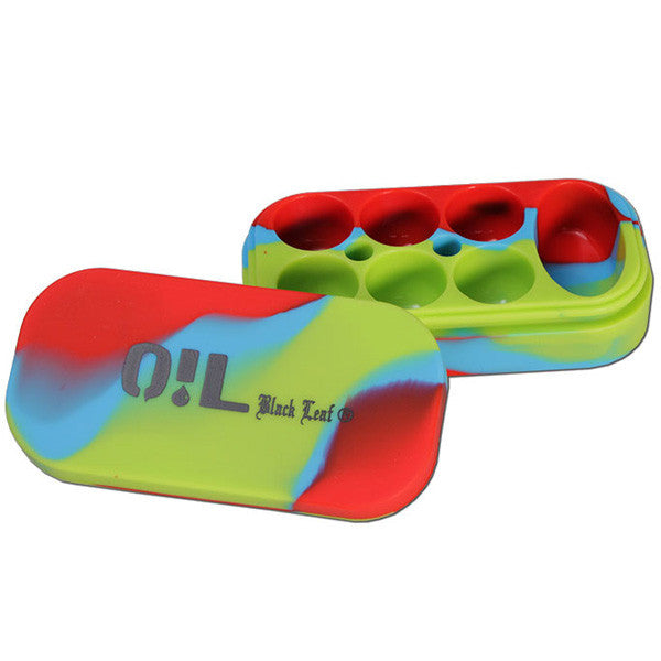 Black Leaf 7 Compartment Silicone - Red/Blue/Green