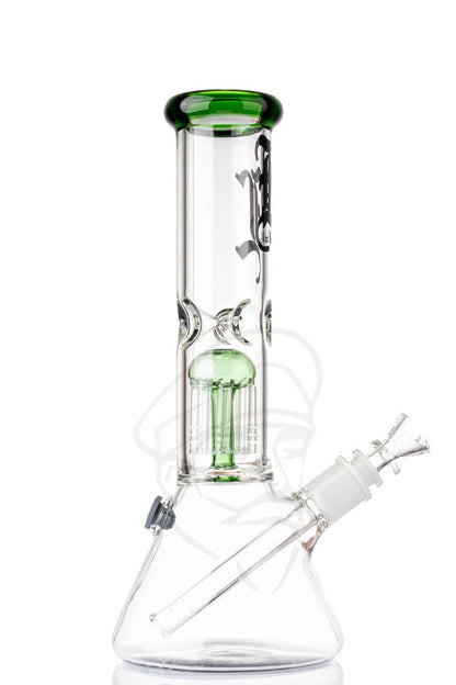 Black Leaf 8 Arm Tree Perc Beaker Green - side view.