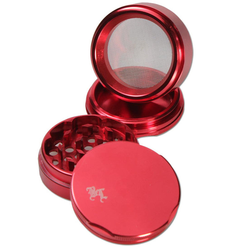 Black Leaf Edge Aluminium Grinder 55mm 4 part Red - detail.