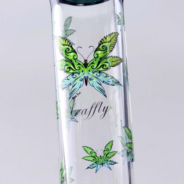 Black Leaf Leaffly Beaker Bong - Label detail.