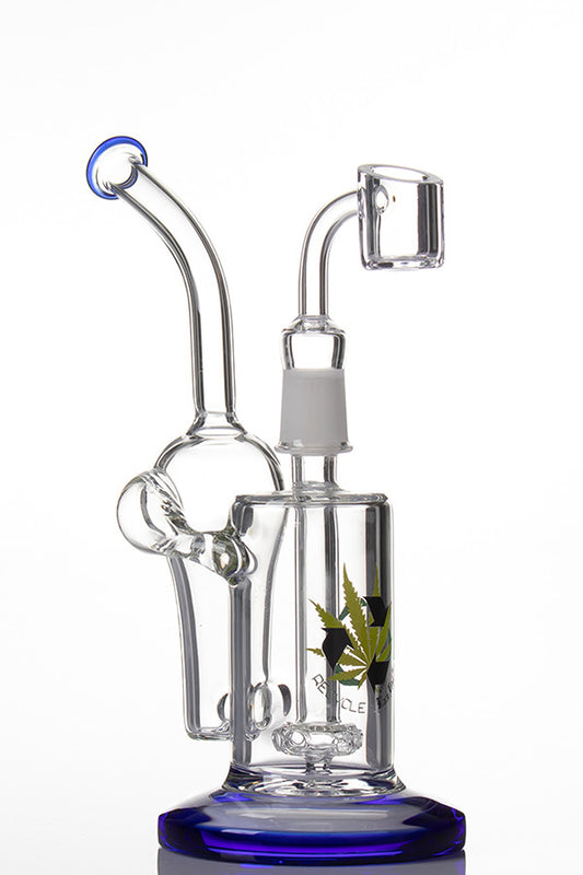 Black Leaf Recycle Bubbler Blue - Quartz.