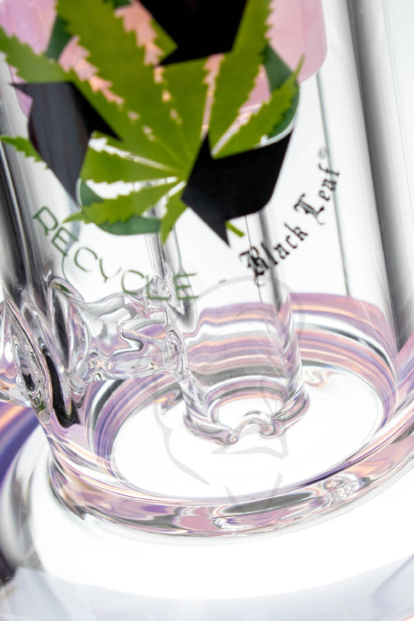 Black Leaf Recycle/Incycle Bubbler Pink - Detail view.