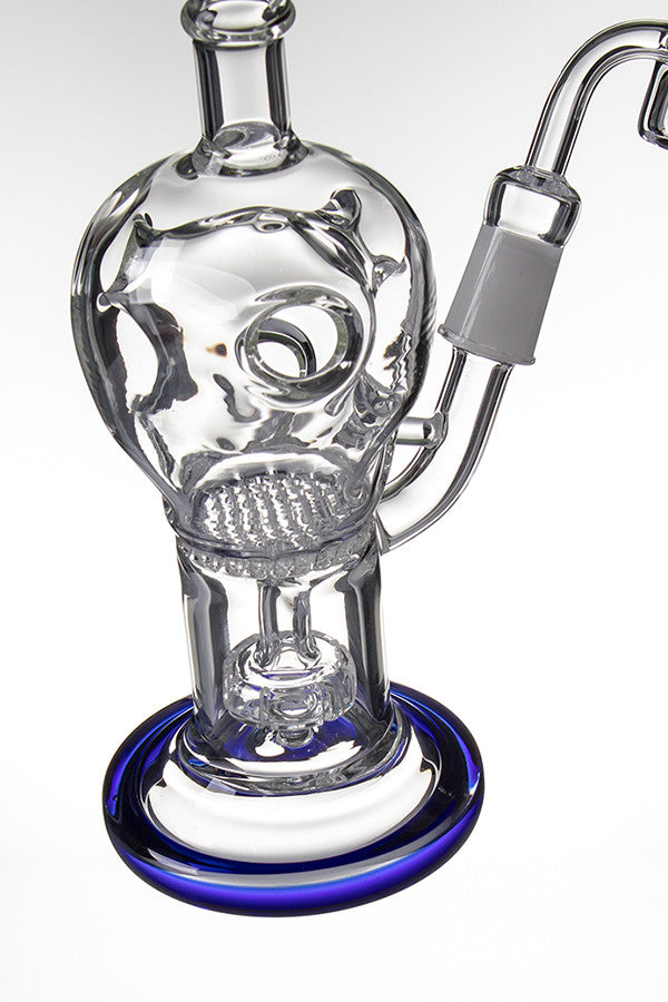 Black Leaf Showerhead Dab Rig Quartz Blue - detail.