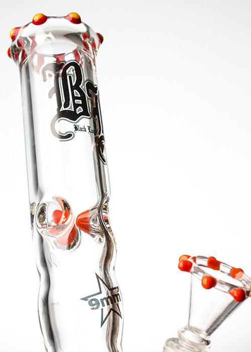 Black Leaf Glass Icebong Yellow & Red detail