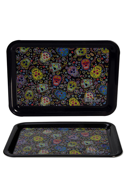 Black Leaf Mini Rolling Tray Skulls.