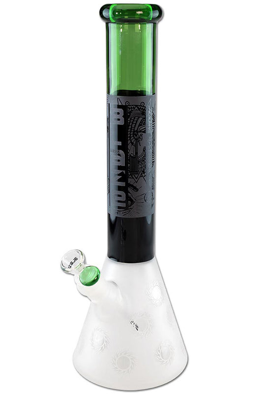 Blaze Glass Beaker Frosted - Black/Green.