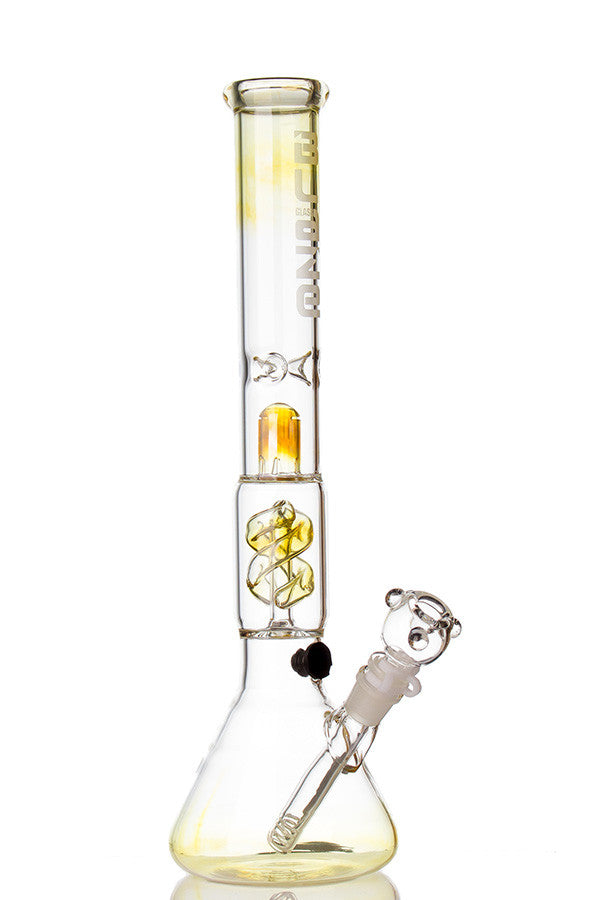 A Blaze Glass spiral percolator bong yellow