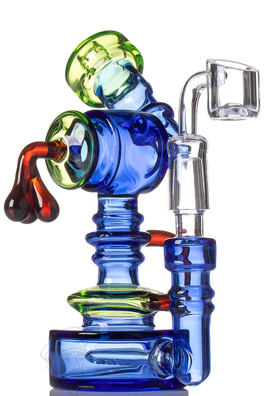 Blue Inline Perc Quartz Dab Rig.