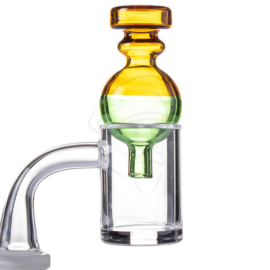 Bubble Carb Cap Amber & Green - example of use.
