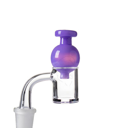 Bubble Carb Cap Purple - example of use.
*Quartz banger NOT included.*