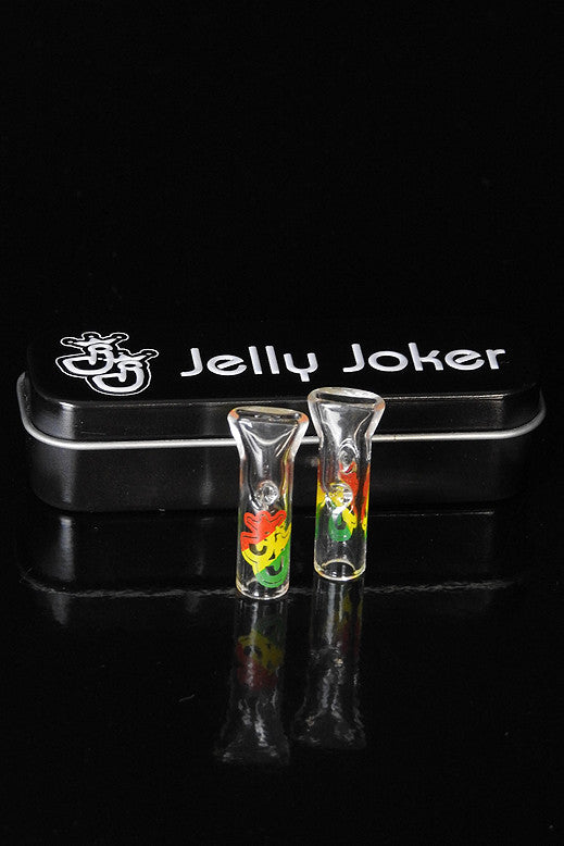 Jelly Joker Glass Tips 2 Pack Rasta - Flat
