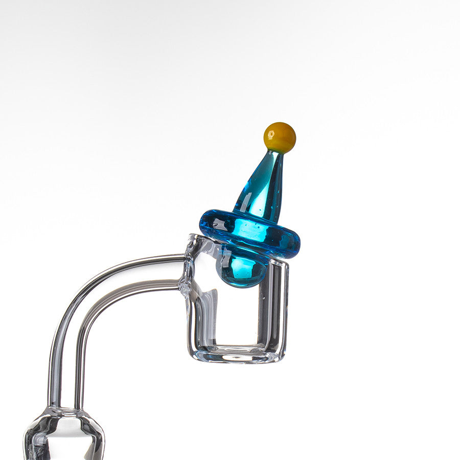 Glass Carb Cap Blue - Example of use with standard 4mm banger.