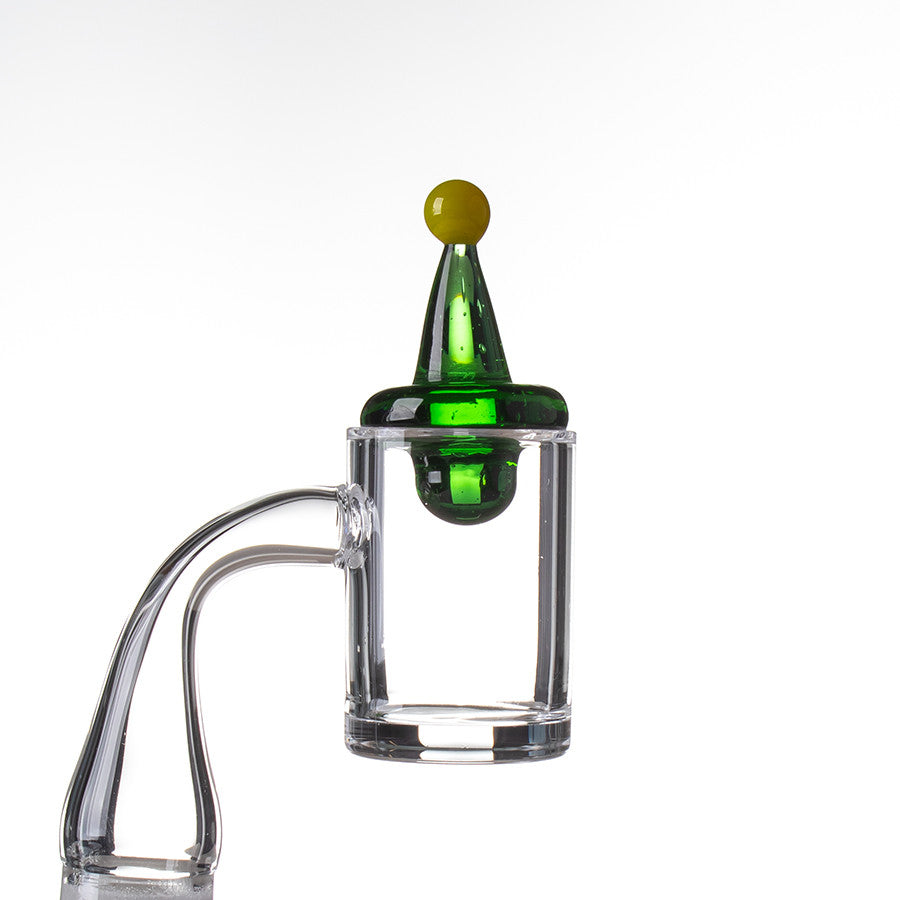 Glass Carb Cap Green - Example of use with flat top banger.