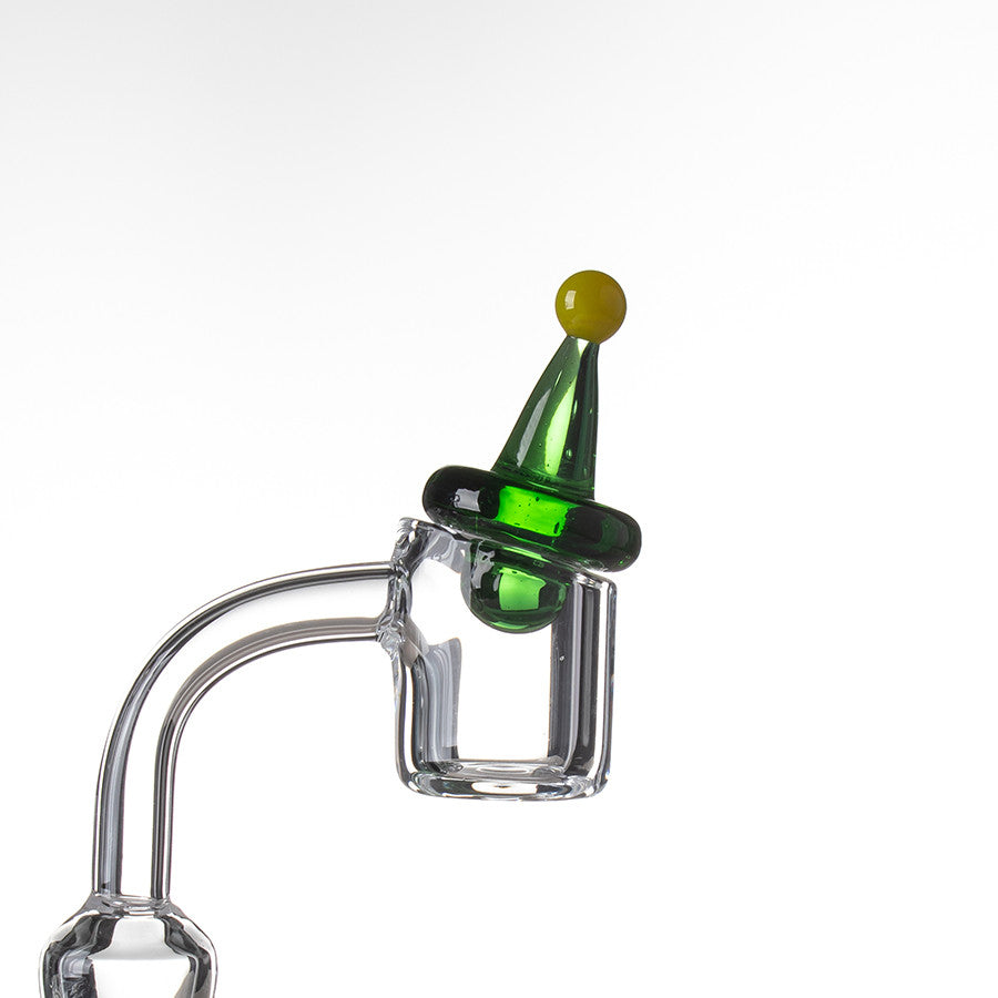 Glass Carb Cap Green - Example of use with standard 4mm banger.