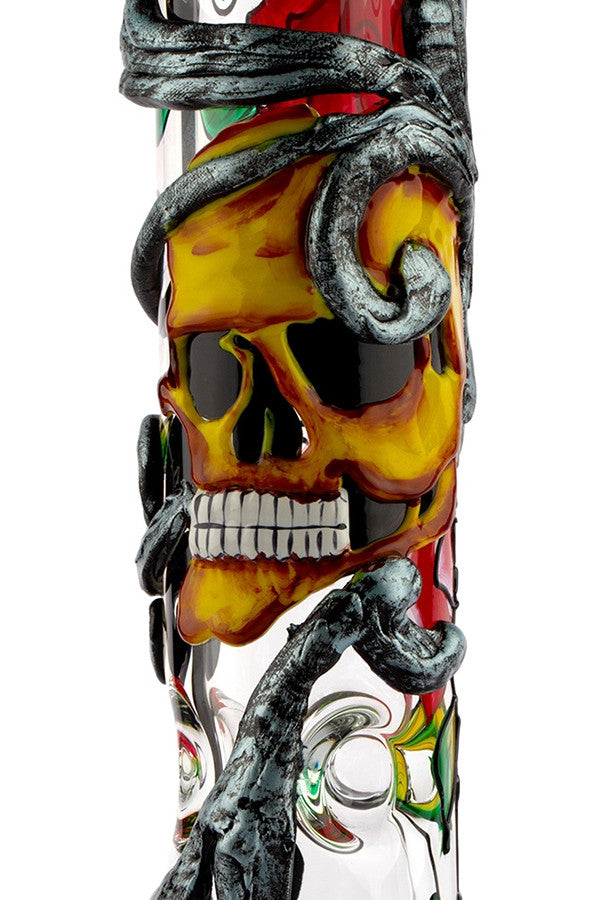 Grace Glass 7mm Beaker - Skulls n' Roses - detail.