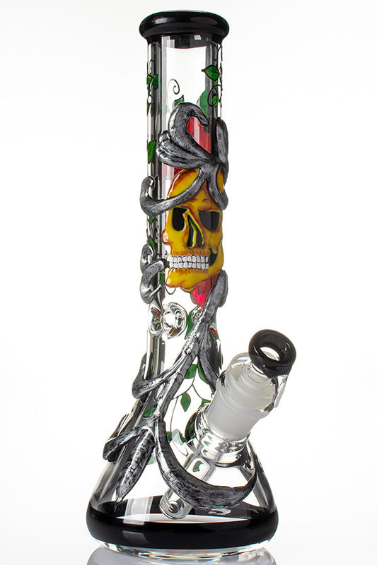 Grace Glass 7mm Beaker - Skulls n' Roses.