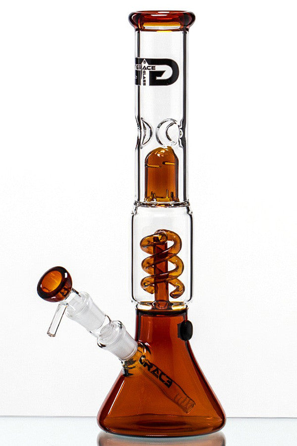 Grace Glass Amber Spiral Perc Beaker