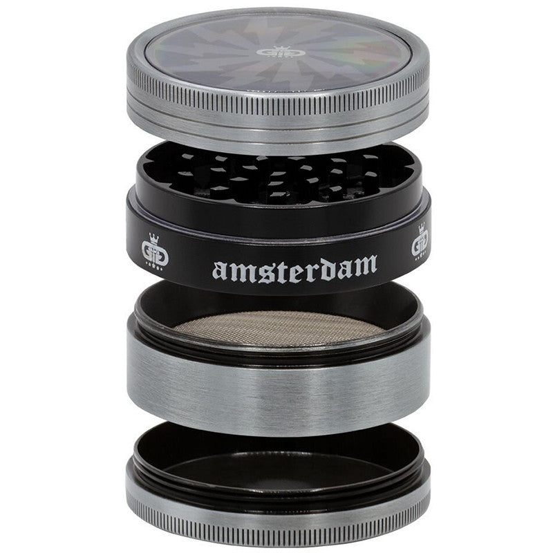 Grace Glass Amsterdam Grinder 63mm 4 part Silver - open detail.