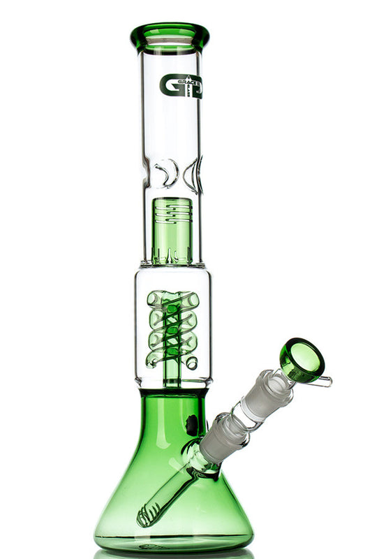 Grace Glass Green Spiral Perc Beaker