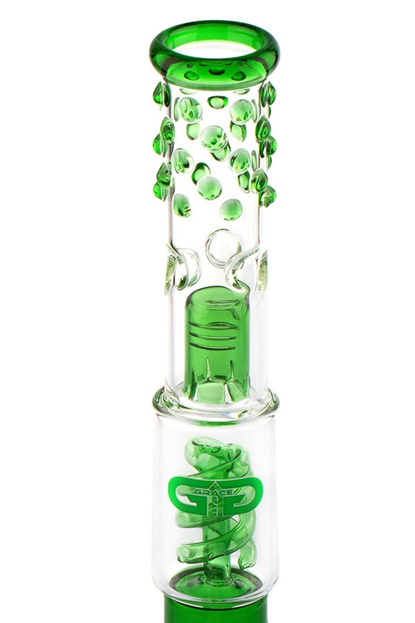 Grace Glass OG Spiral Beaker Green - neck detail.