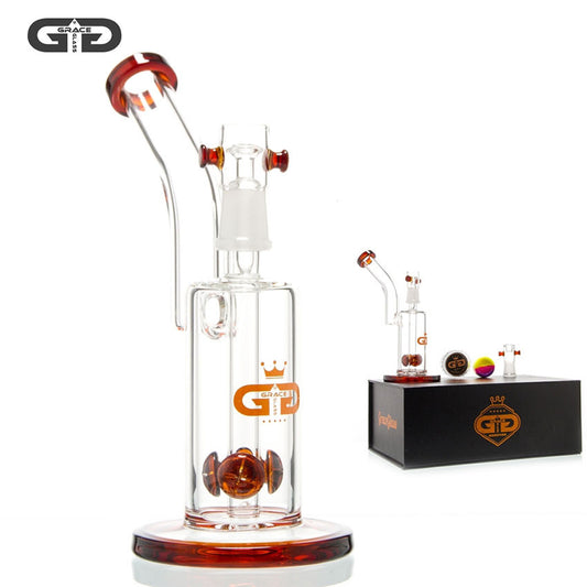 Grace Glass Saxo Crossperc Bubbler - Amber