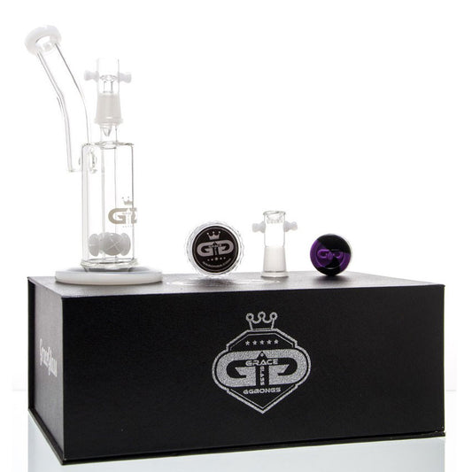 Grace Glass Saxo Crossperc Bubbler - White
