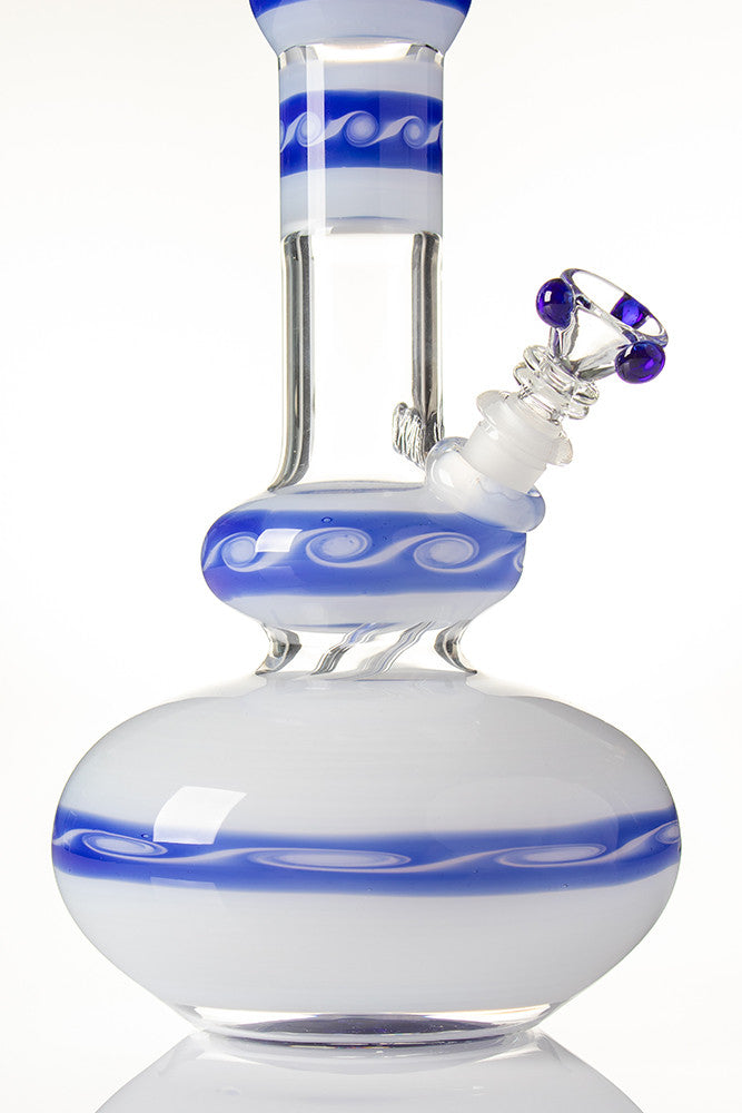 HVY Mini Wave Genie Bottle White/Blue - base view.