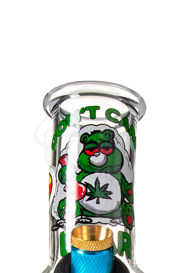 MWP Glass Bong 19cm Don't Care Bear - Label view.