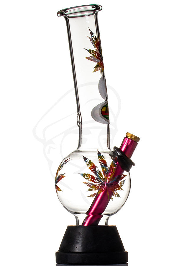 MWP Glass Bong 25cm Coloured Leaves - Side view.