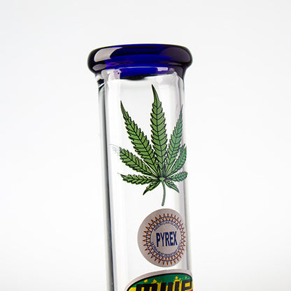 Blue Label Leaf 4mm glass bong label