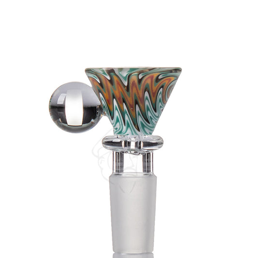 Marble Wig Wag Glass Cone 14mm - Green.