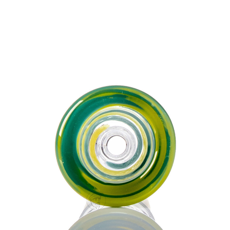 Plaisir Spiral Glass Cone 18.8mm Aqua and Yellow - Detail view.