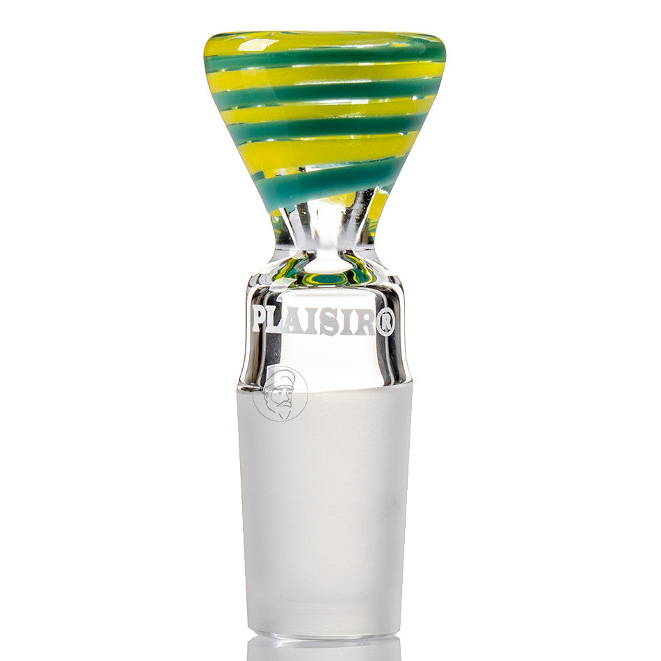 Plaisir Spiral Glass Cone 18.8mm - Aqua and Yellow.