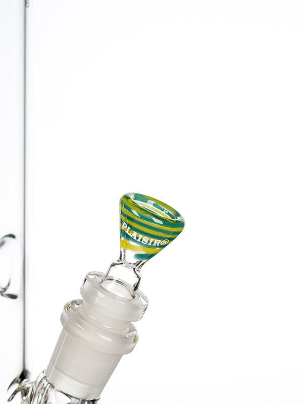 Plaisir Spiral Glass Cone 14.5mm - Aqua and Yellow. Example of use.