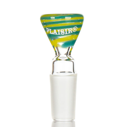 Plaisir Spiral Glass Cone 14.5mm - Aqua and Yellow.