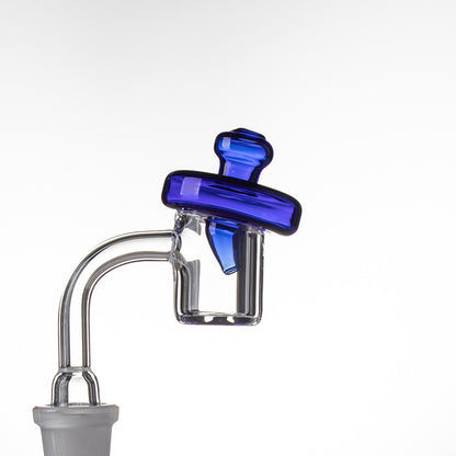 Carb Cap Directional Blue - Example of use with standard 4mm banger.