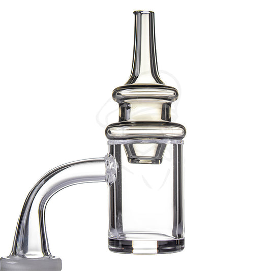 Ridgeline Carb Cap Grey - Example of use with flat top banger, quartz banger not included.