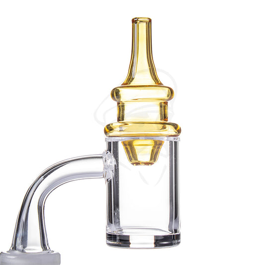 Ridgeline Carb Cap Honey - Example of use with flat top banger, quartz banger not included.